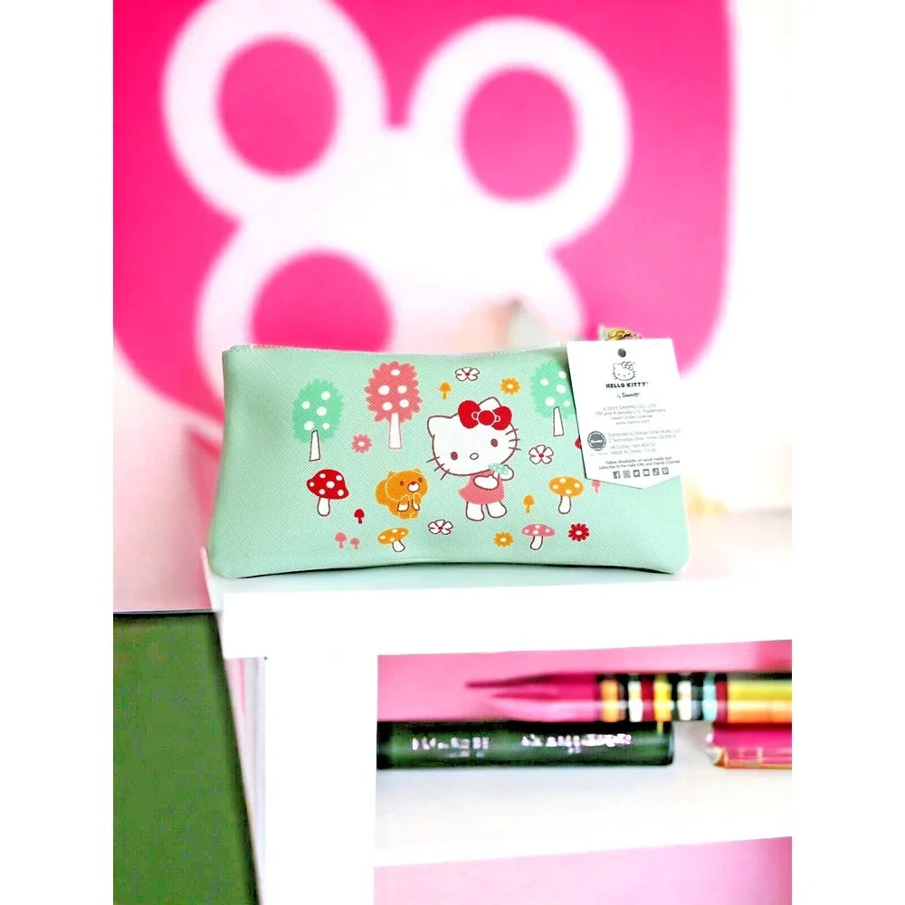 Sanrio Hello Kitty School‎ Zipper Mushroom Pencil Pouch - Mint/8.75x4.25